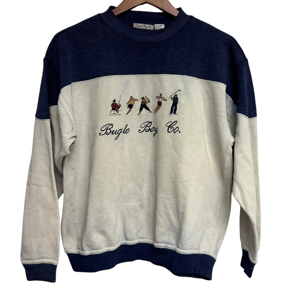 VTG Bugle Boy Sweatshirt Color Block‎ Sports Embroidered Indie Sleeze M/L